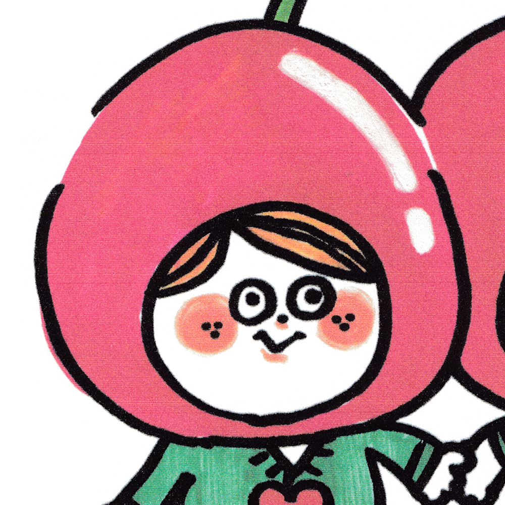 Cherry liquor Boy wearing a cherry hood (face)
